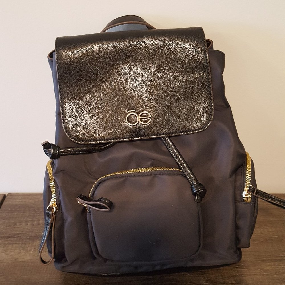 Cloe Black Fold Over Cinch Backpack